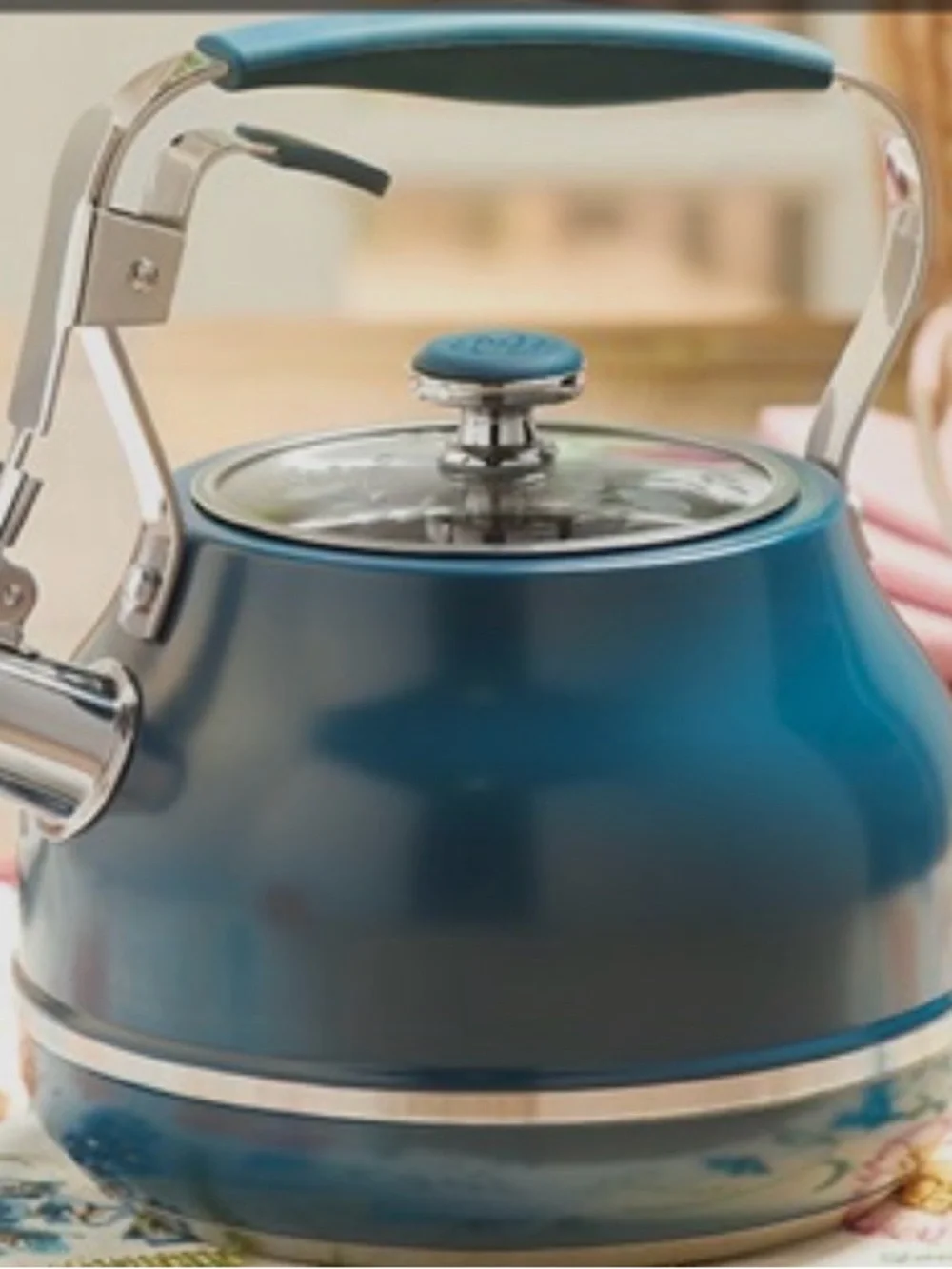 Princess House Navy Blue Whistling Tea Kettle